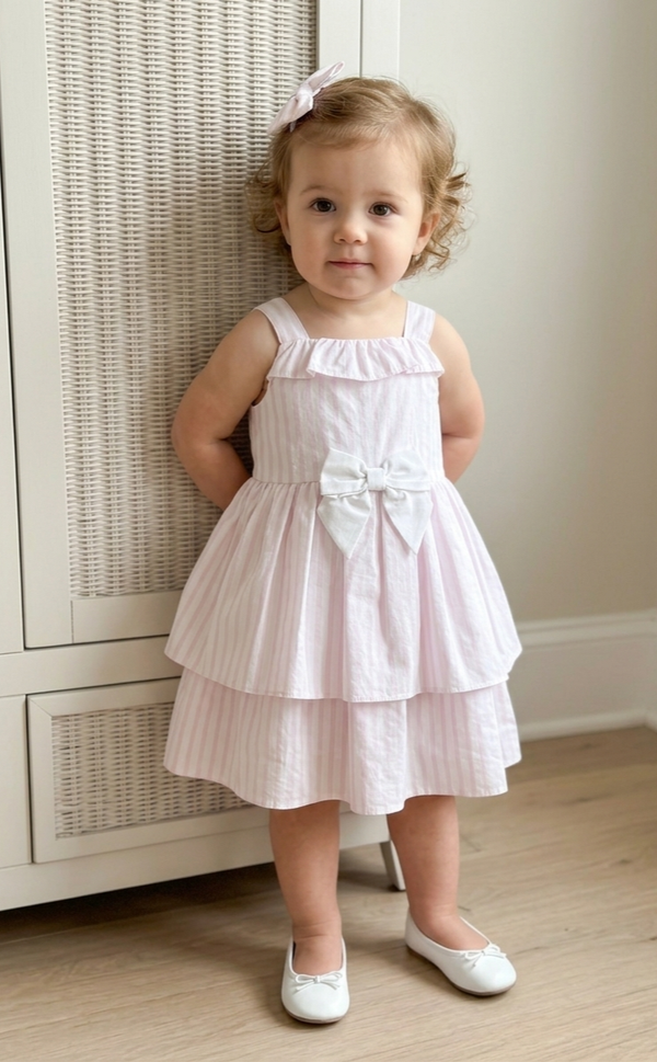 Caramelo Pink & White Striped Tiered Sundress (new season)