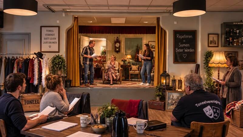 toneelrepetitie voor straks de uitvoering aan het oefenen
