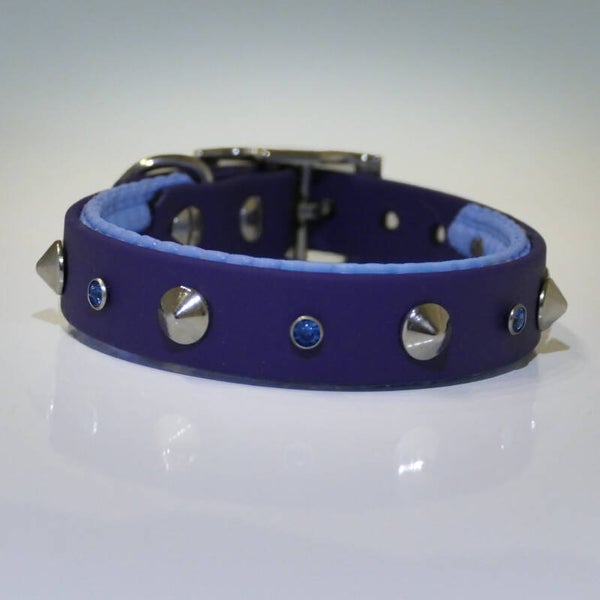 gepolstertes Halsband mit Strass & Spikes