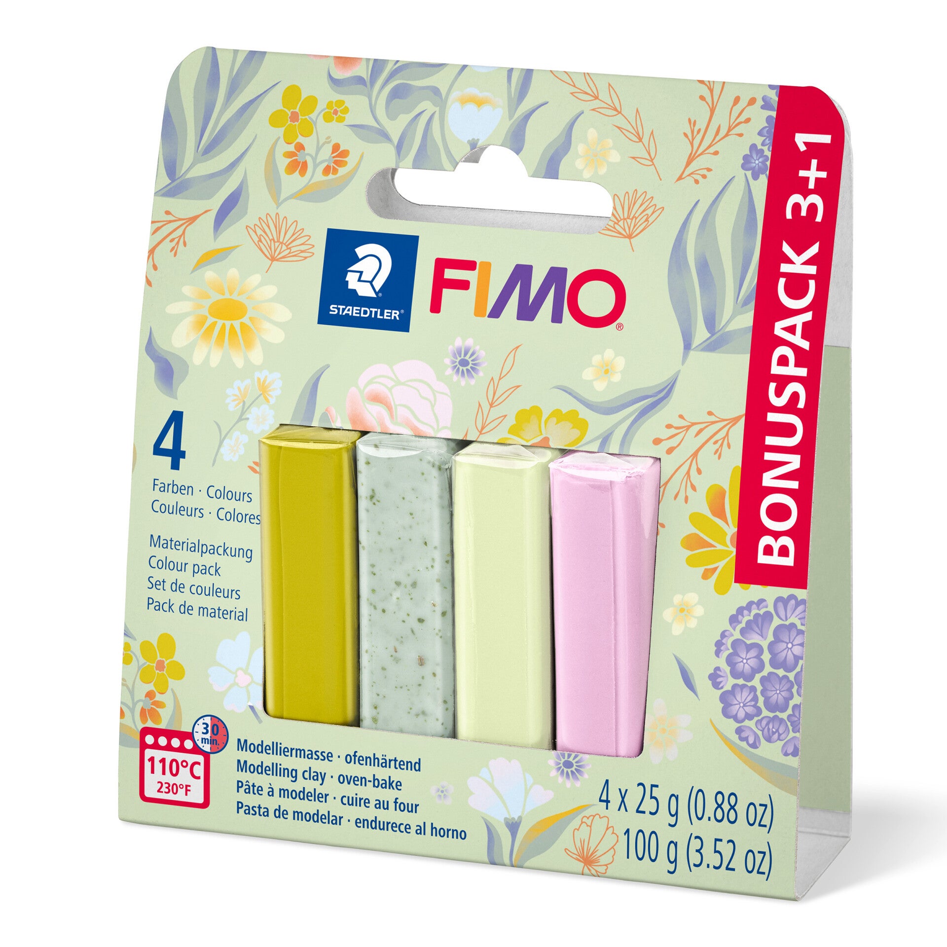 FIMO® Soft Frühlings-Farbset Bonuspack 3+1