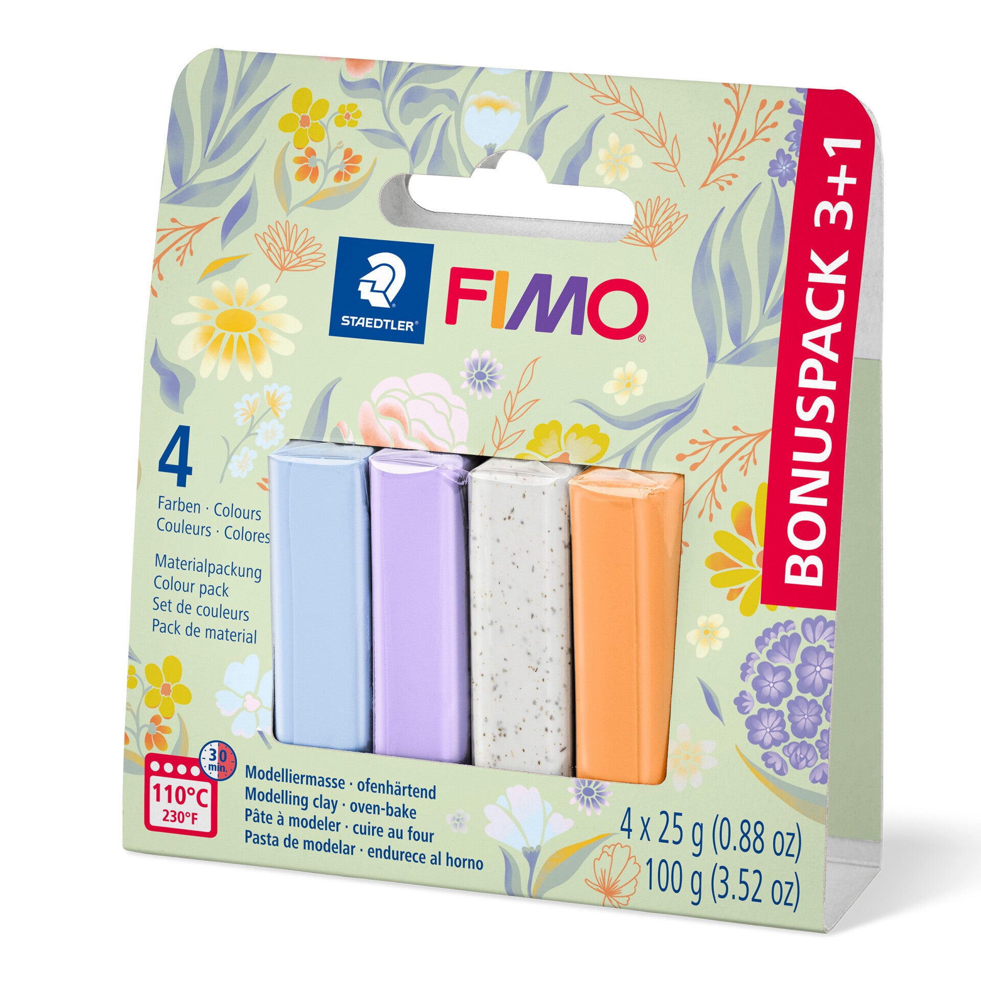 FIMO® Soft Frühlings-Farbset Bonuspack 3+1