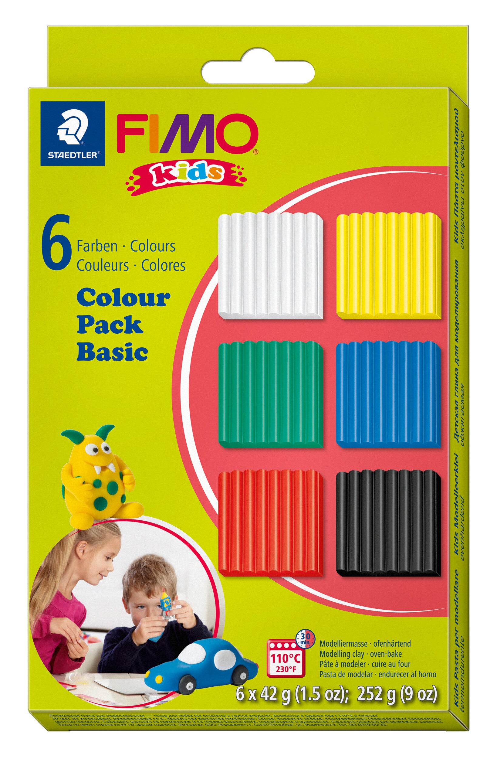 FIMO® kids Kinderknete "basic" 6 Blöcke à 42g.