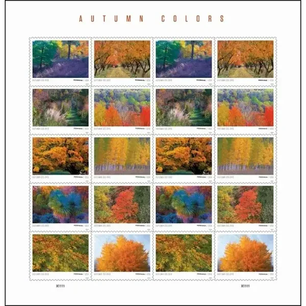 New 2 Sheets of Autumn Leaves Forever Postage Stamps