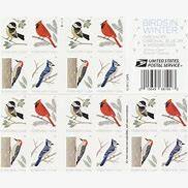 2 Books Birds in Winter First Class Holiday Forever Stamps