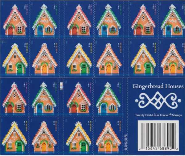2 Books Gingerbread House First Class Forever Stamps