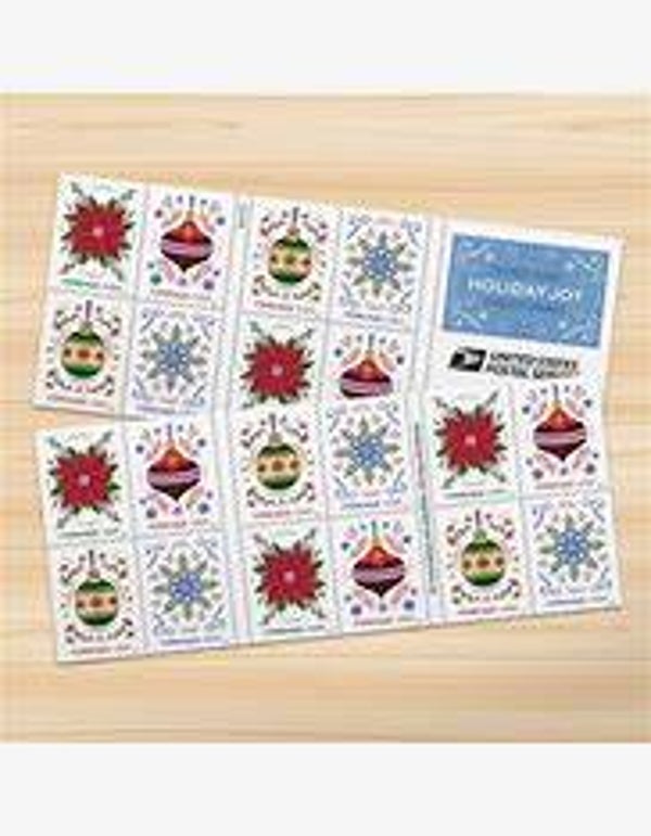2 Books Holiday Joy First Class Forever Stamps