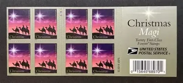2 Books 2014 Christmas Magi Forever Postage Stamps