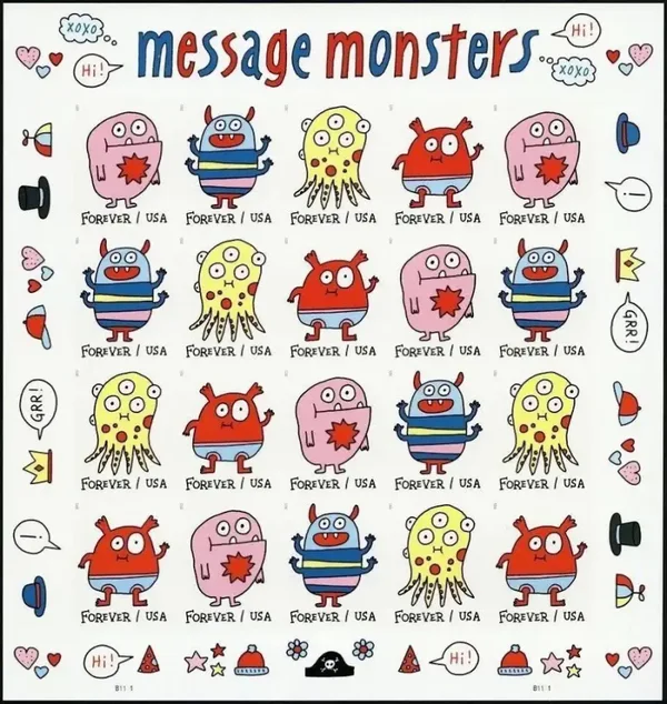 2021 Message Monsters 3 Sheets Forever Stamps =60