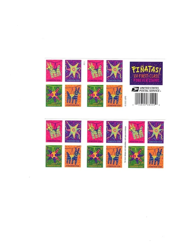 2 Books 2022 Pinatas First Class Forever Stamps