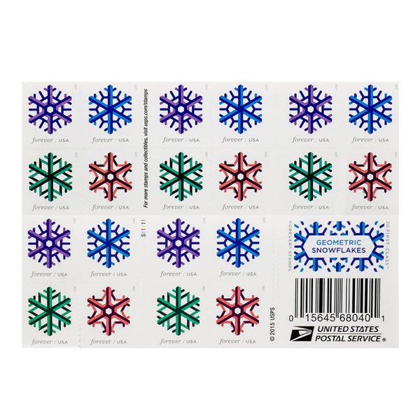 Geometric Snowflakes Christmas Wintery Season Forever Stamps