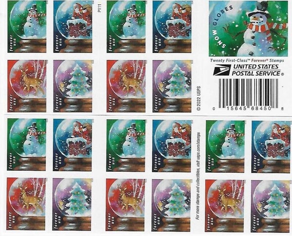 2 Books Holiday Snow Globes Forever Stamps