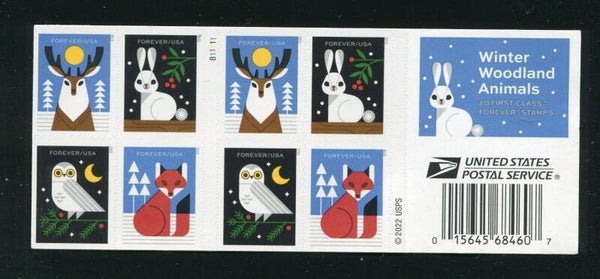 2 Books 2022 Winter Woodland Animals Forever Stamps