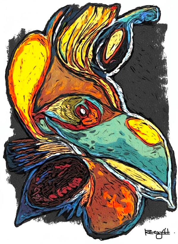 Rooster Crossing 12"X12" (PRINT ONLY)