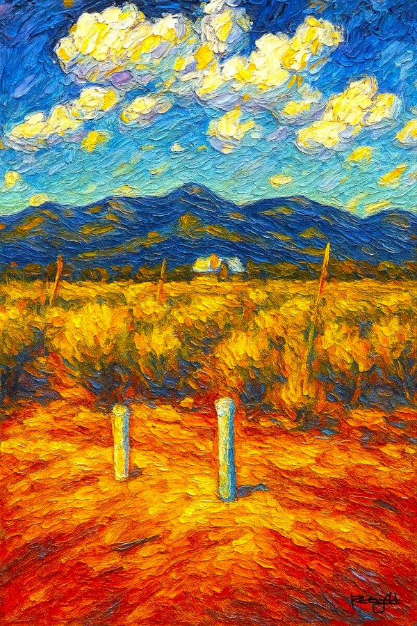 Taos Backyard View 12" X 8" (PRINT ONLY)