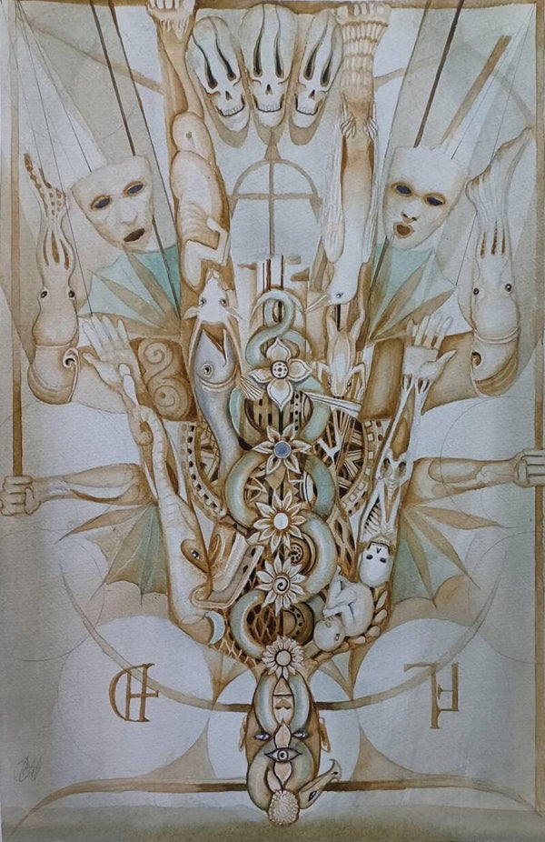 The Hanged Man original watercolour by Dominic Murphy