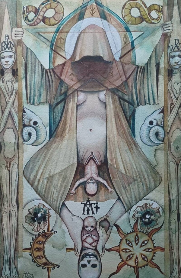 Unbirth by Dominic Murphy original Watercolour and ink