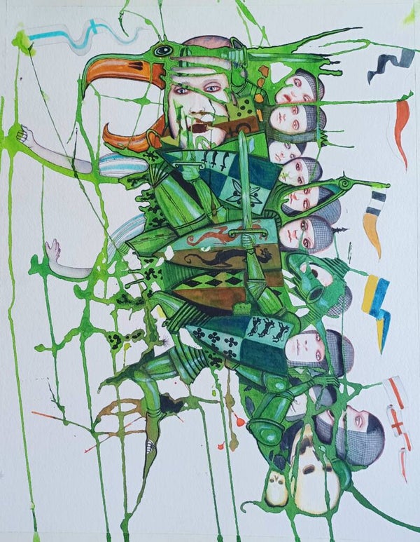 Rorschach Attack Original Watercolour by Dominic Murphy