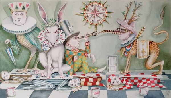 Original Watercolour Alice Parade by Dominic Murphy