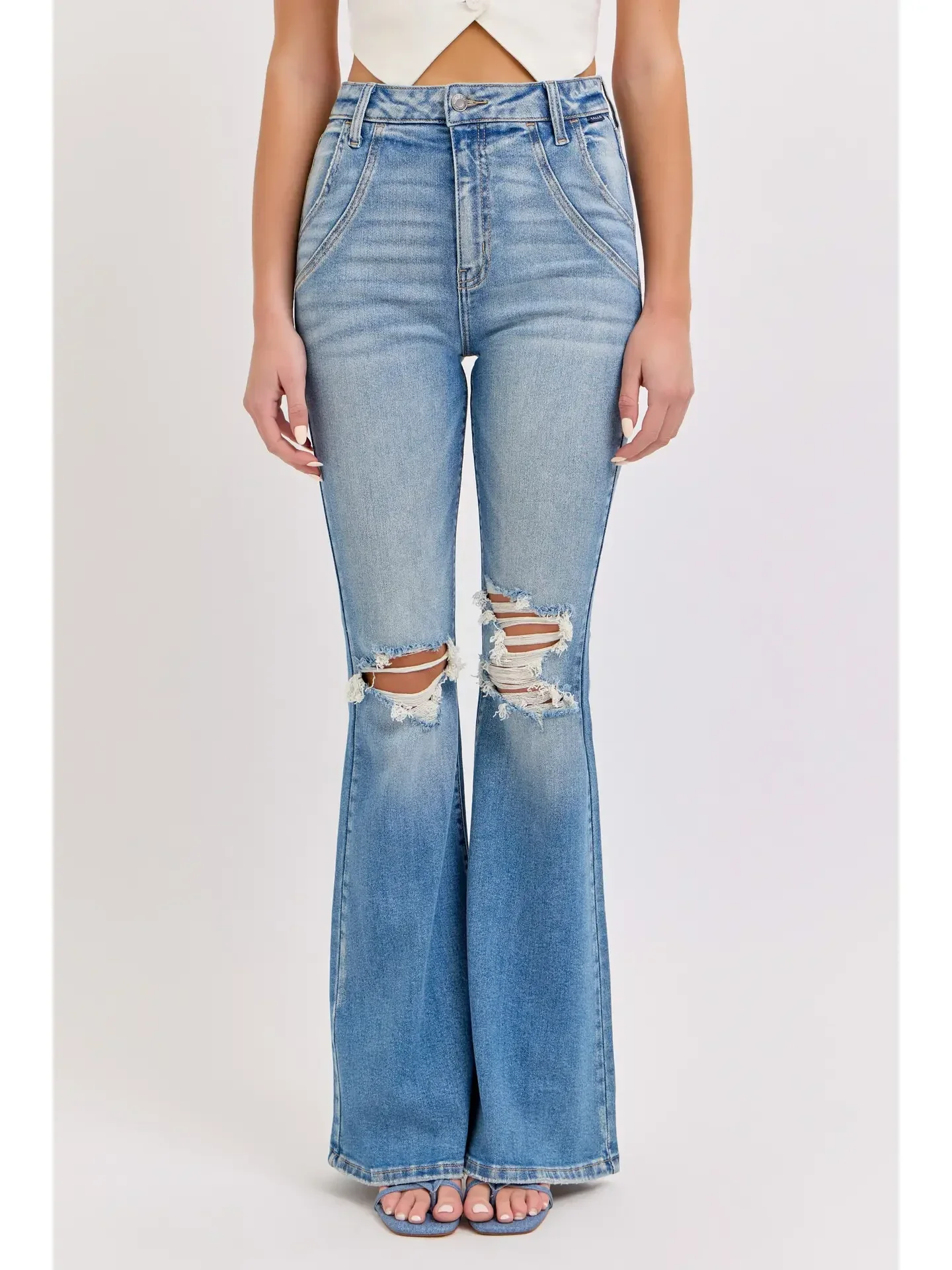 High Rise Super Flare with Double Front Scoops