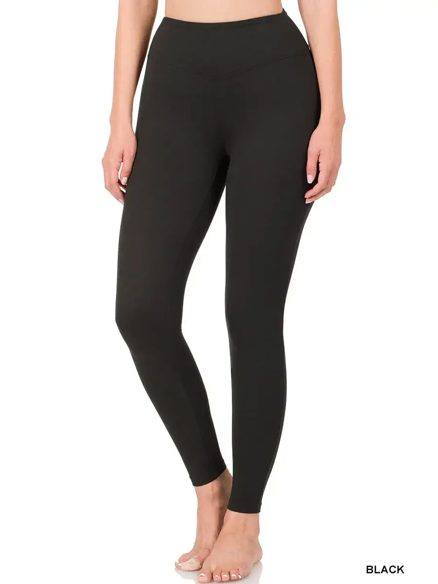 Brushed Microfiber Wide Waistband Leggings