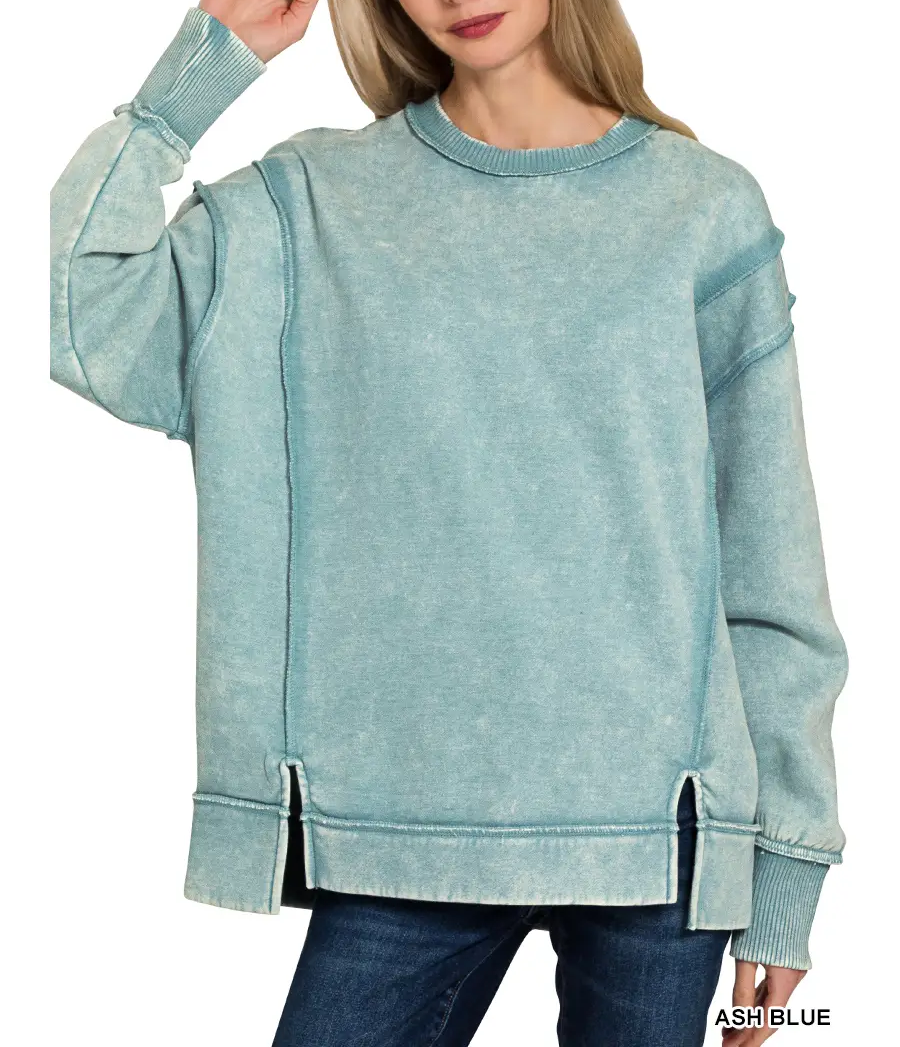 Ash Blue Acid Wash Crew