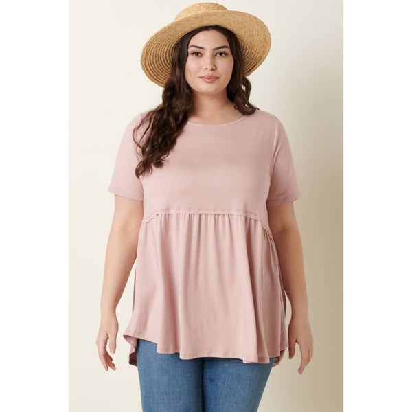 Rose Plus Round Neck Babydoll Knit Top