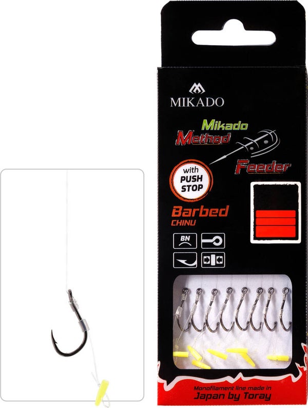 MIKADO - Feeder rig, nylon lijn weerhaak + push stop