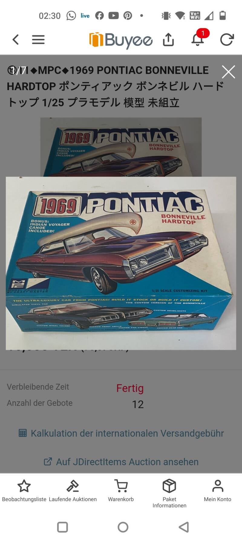 MPC 1969 Pontiac Bonneville - Won Auction 138.- 