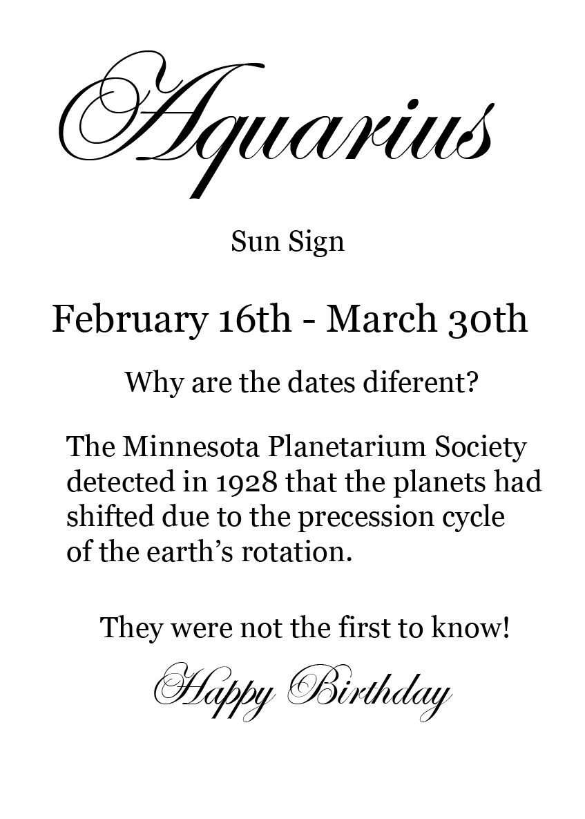 Aquarius - Astronomy Birthday Card