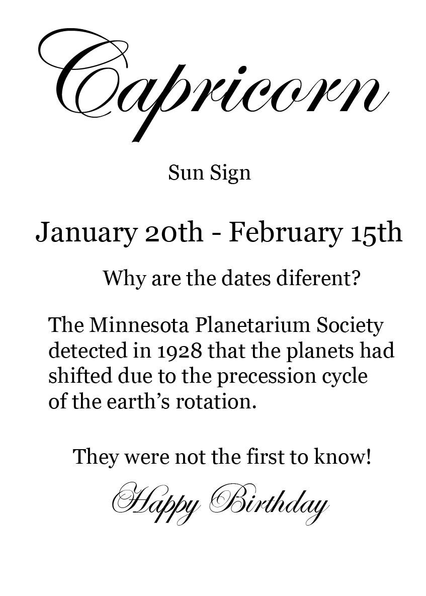 Capricorn - Astronomy Birthday Card