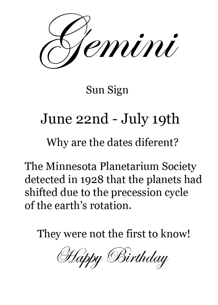 Gemini - Astronomy Birthday Card