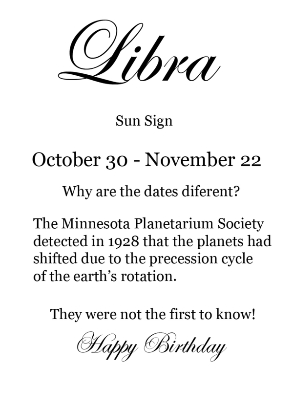 Libra - Astronomy Birthday Card