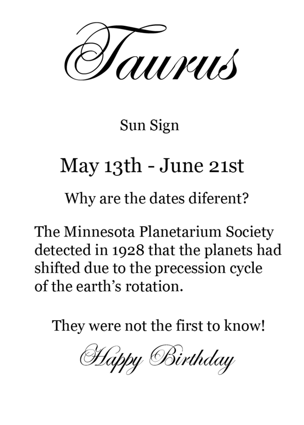 Taurus - Astronomy Birthday Card