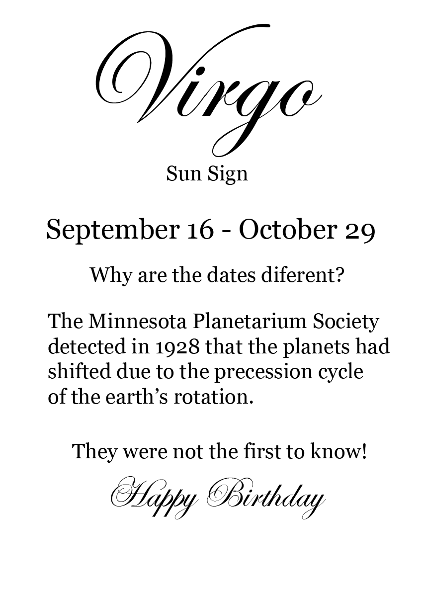 Virgo - Astronomy Birthday Card