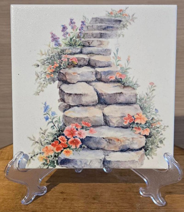 Escalier fleuri