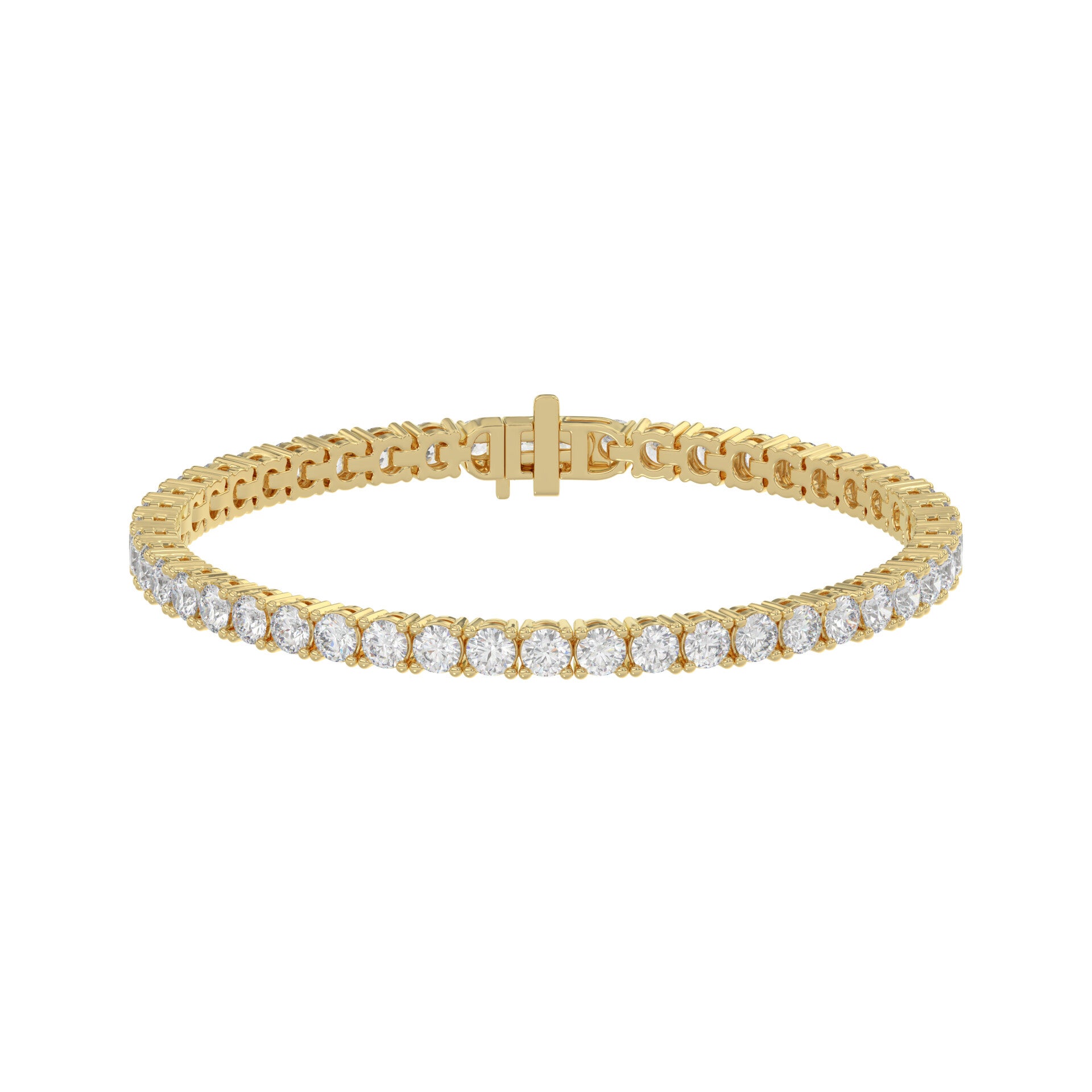 Natural Diamond Tennis Bracelet, 18K Yellow Gold — 3ct