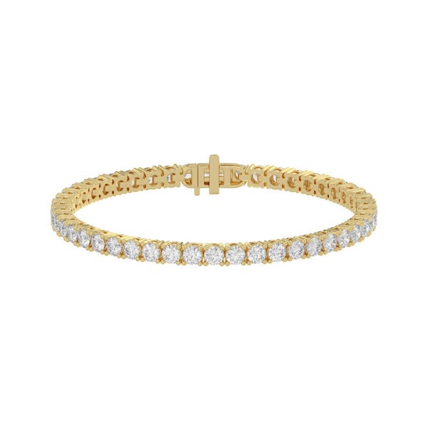 Natural Diamond Tennis Bracelet, 18K Yellow Gold — 3ct