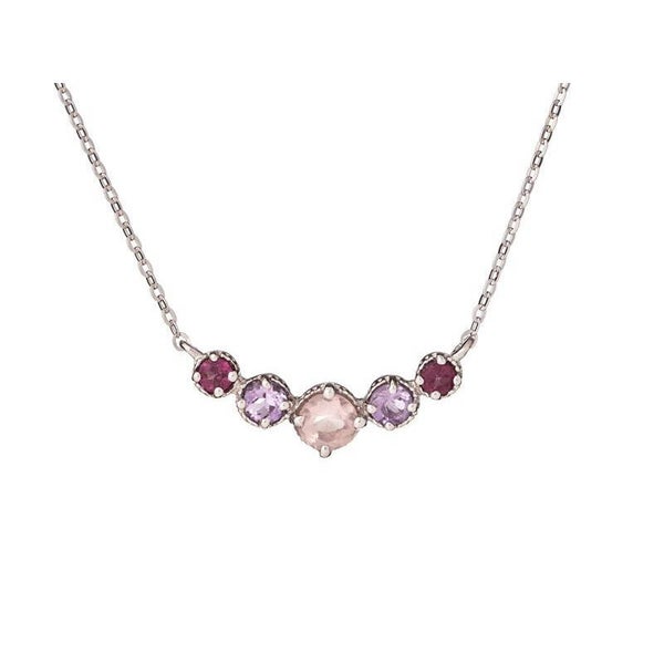 Necklace with multi-colored stones, in 925 rhodium silver, length 42 + 3 cm