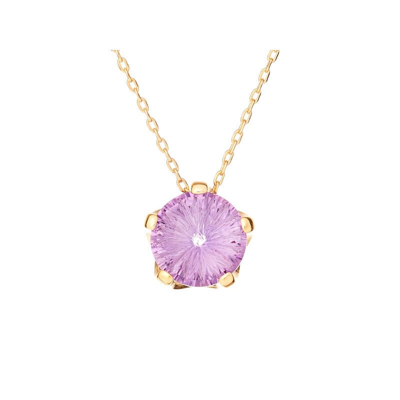 Pendant with natural purple amethyst, in 750 gold
