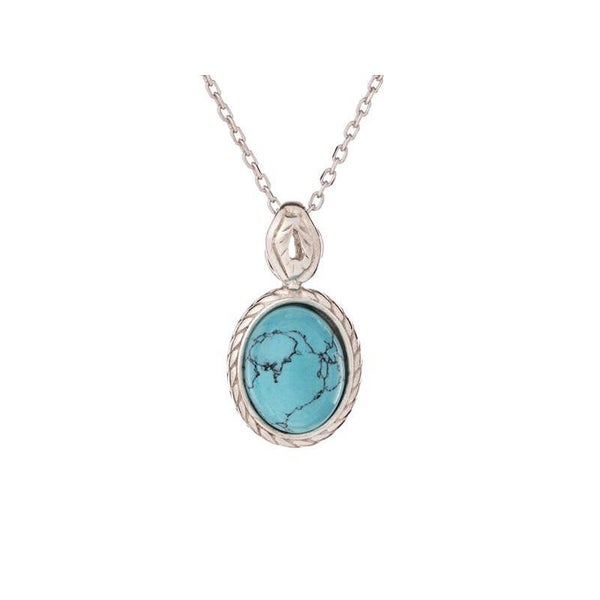 Pendant with oval turquoise, in aged 925 silver, height 1.2+0.6 cm