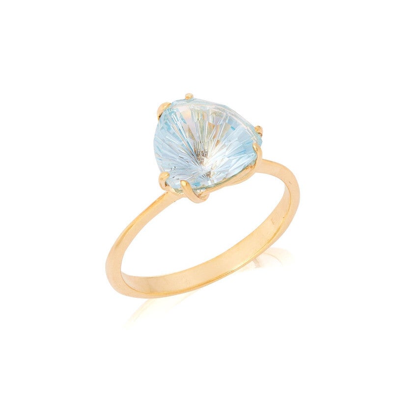 Ring with natural blue topaz, in 750 Gold