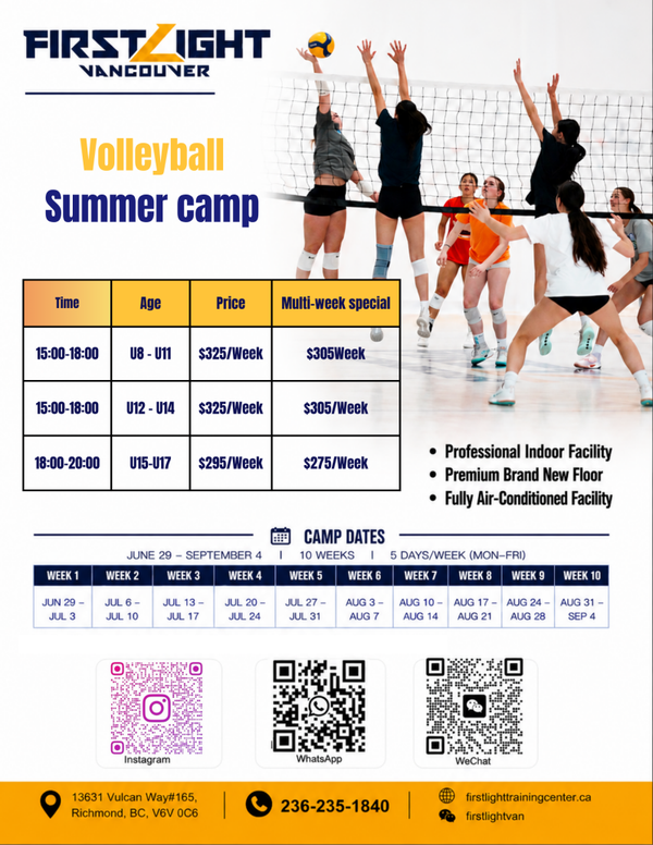 Volleyball U8-U11 3-6PM, SINGLE WEEK