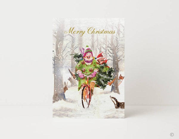 Kerstboom op de fiets