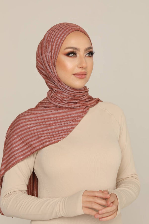 Puffy Jersey Hijab Donkerroze