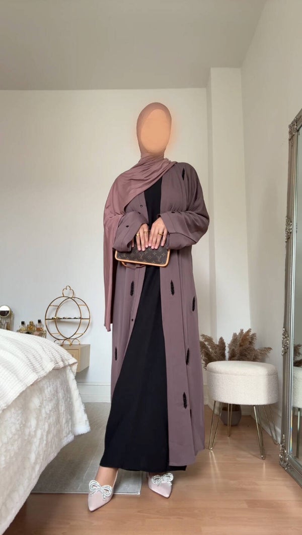Emirati Abaya - Taupe Purple