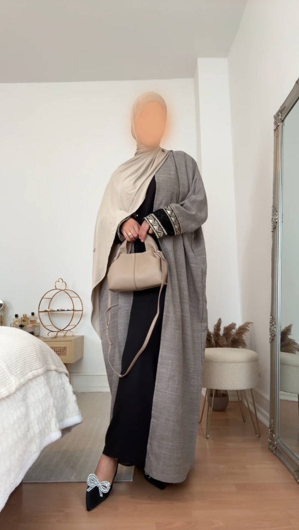 Emirati Abaya - Linnen Stones Grey