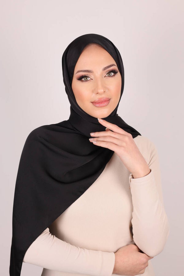 satin hijab black