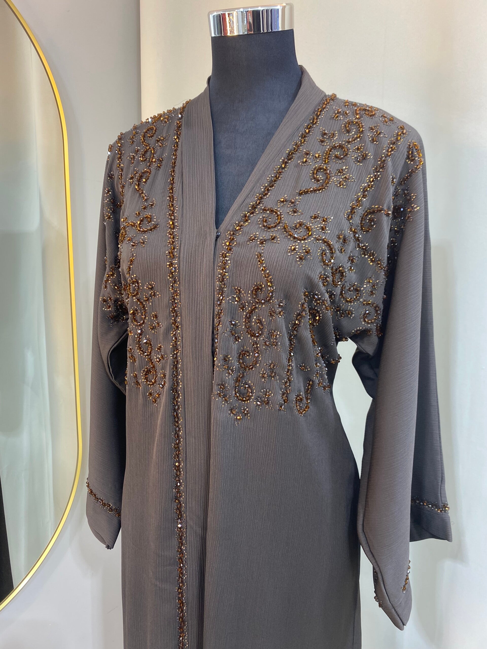 Emirati Abaya - Taupe Pearl