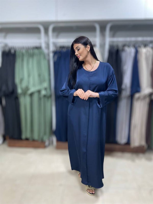 Satijnen Jurk - Marine Blauw