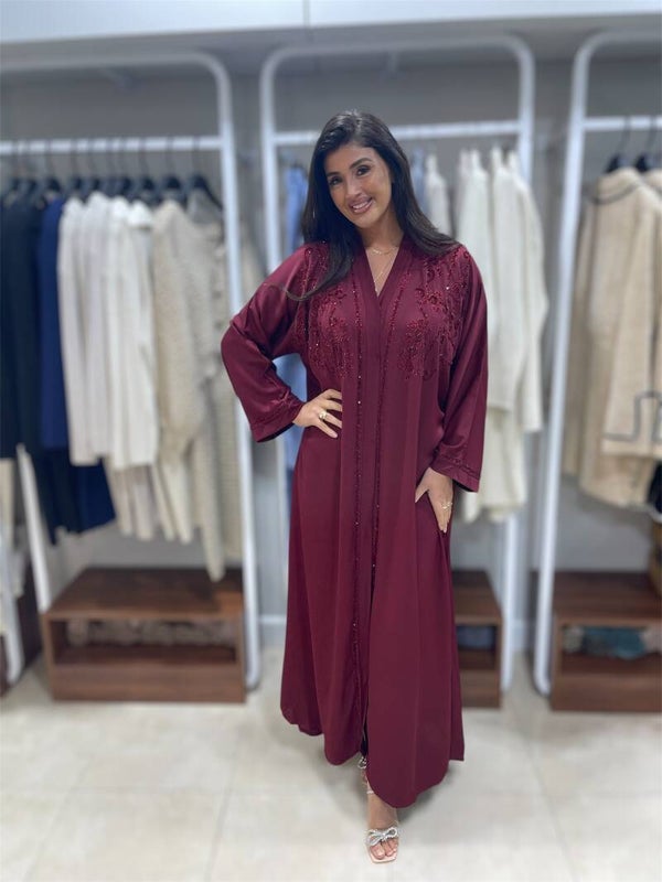 Emirati Abaya - Red Pearl